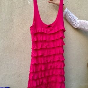 Ruffled pink knit sleeveless dress